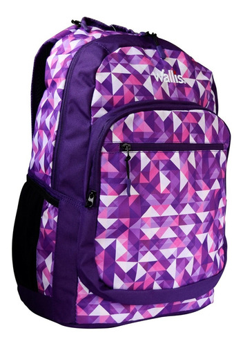 Mochila Fun Wallis B0312299 Compartimiento para Laptop Triángulos Color Violeta