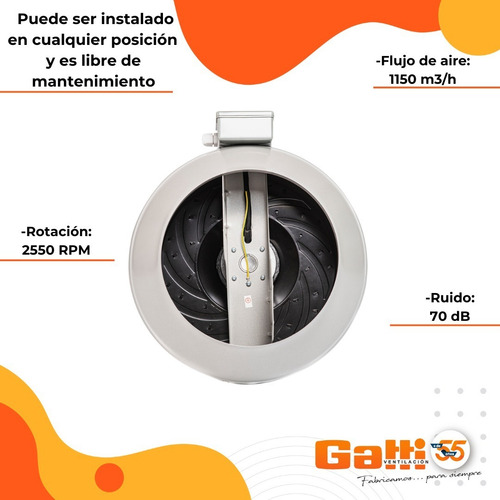 Extractor De Aire Entre Conducto Chapa 10 (25 Cm) Gatti Ventilacion