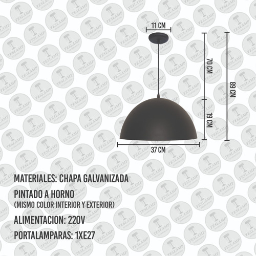 Pack X2 Lampara Colgante Campana Metalica Interior Blanco