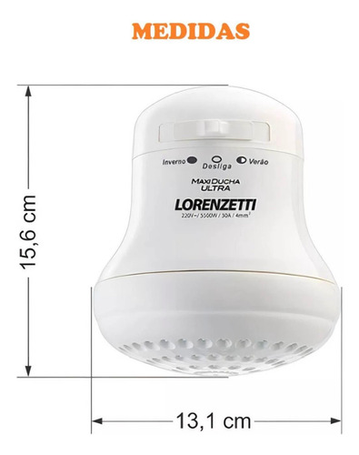 Ducha Eléctrica Lorenzetti Maxi Ducha 3 Temperaturas Blanco 5.5 Kw (Usado)