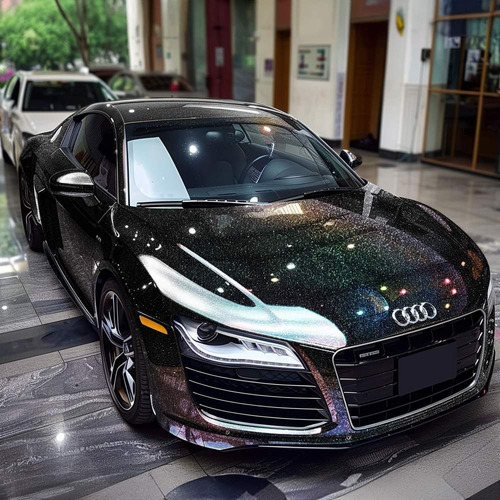 Vinil Automotriz Full Wrap Textura Holográfico 1.52x18 Mts Color Galaxy Glossy Black