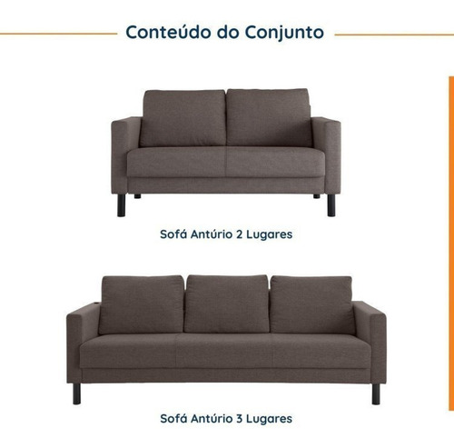 Conjunto De Sofá Antúrio 3 E 2 Lugares Com Usb Em Linho