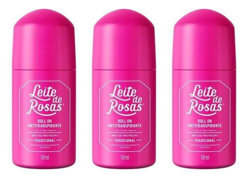 Desodorante Roll-on Leite De Rosas Trad 50ml-kit C/3un