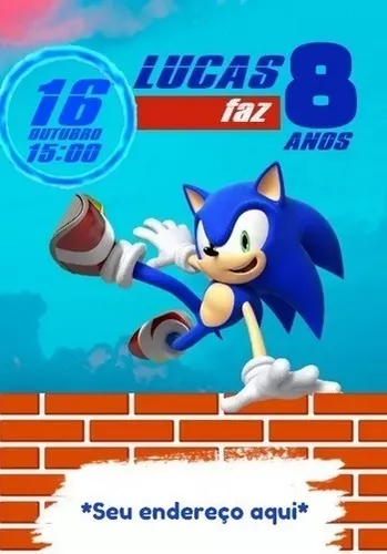 Sonic - Convite Personalizado 10x7