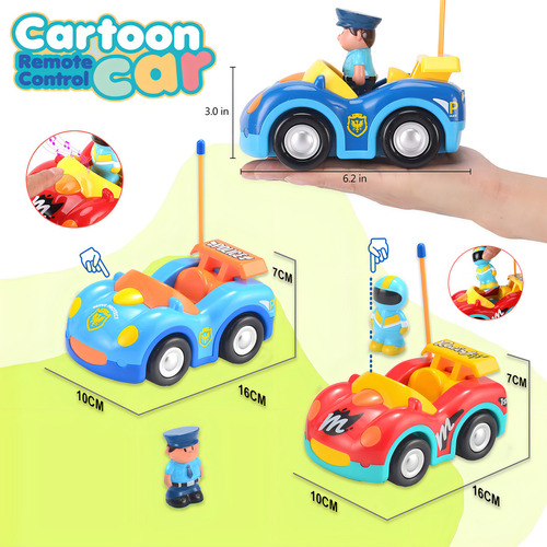 Carro de polícia de desenho animado Haktoys com cor de controle R Carro de polícia vermelho e azul