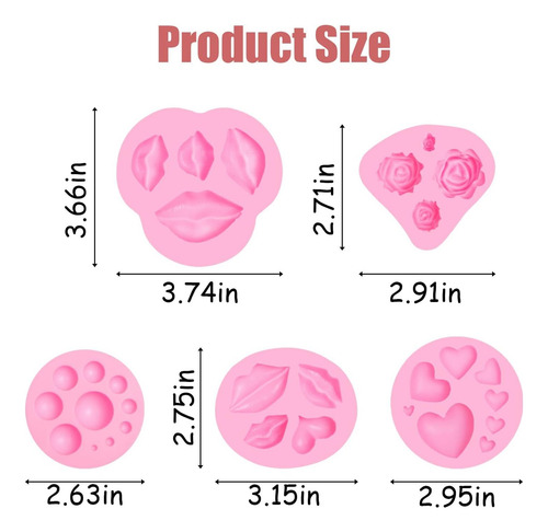 Moldes De Silicona De Chocolate De Labios 5 Pc, Cuentas De