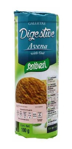 Galletas Santiveri Avena Digestive Vegana Sin Azúcar Lácteo