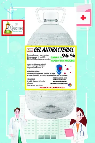 Gel Antibacterial Alcohol 96 Grados Desinfectante, 4 Kgs - $ 680.00