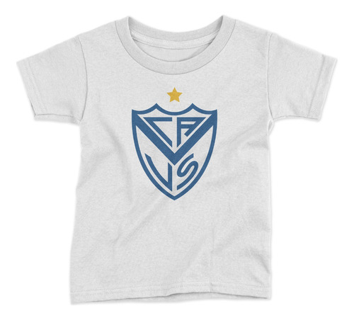 Remera Futbol Velez Sarsfield Escudo Pecho Blanca Talle Niño