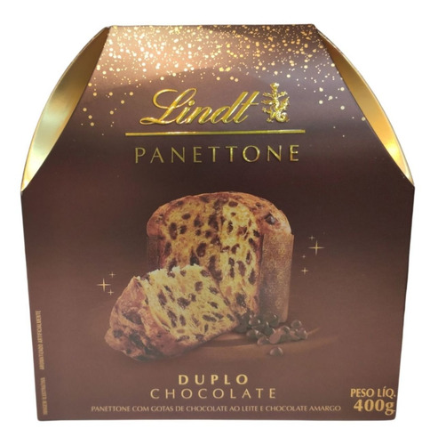 Imagem 2 de 4 de 8x Panettone Importado Duplo Chocolate Lindt 400g + Brinde