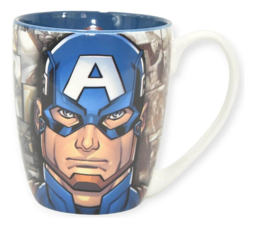 Capitan America Avengers Taza Importada 100% Original Azul Acero