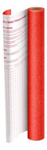 Adesivo Plástico Glitter Decora Enfeita 45cm X 2m Vermelho