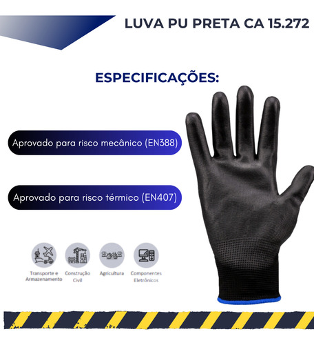 Luva Pu Preta Multitato Kalipso Ca 15272 Mecanico Epi