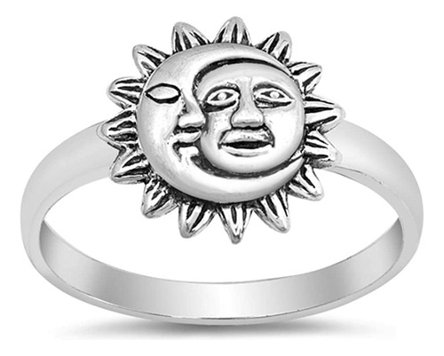 Anillo De Plata De Ley 925 Con Diseño De Universo De Sun Moo