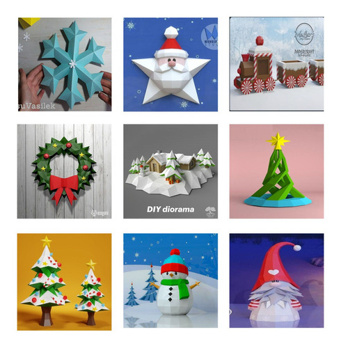 Pack 32 Plantillas Manualidades Navidad Papercraft Imprimir