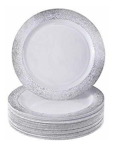 Placas Plástico Desechable Postre 7.5  Silver Niebla 20 Pc.