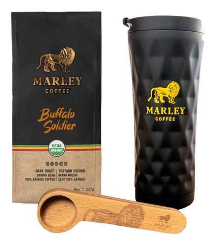 Imagen 1 de 2 de Travel Mug 500 Ml + Café Molido Marley Coffee + Spoon
