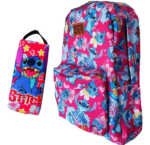 Imagen 1 de 7 de Mochila Y Bolsita De Stitch