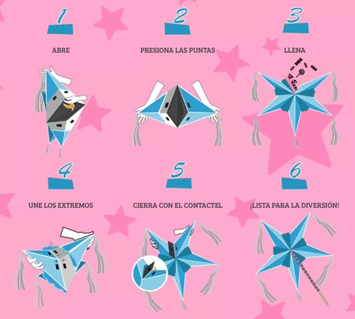 Piñata Plegable Estrella De 5 Picos Tradicional Piñata2go Tp