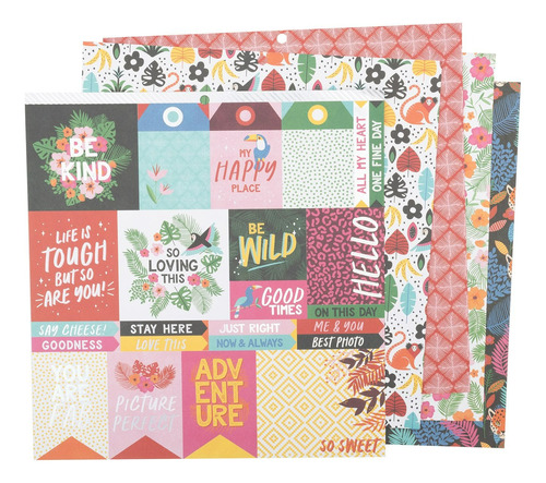 Dcwv Wild Floral 12x12 Paper Pad | Paq Papel Scrapbook 36 Pz