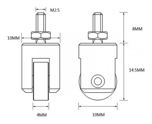 2pcs M2.5 Deluxe Dial Indicador Rodillo Punta De Medición