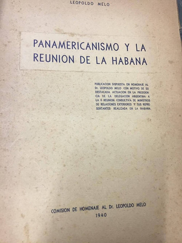 Panamericanismo Y La Reunion De La Habana. Melo