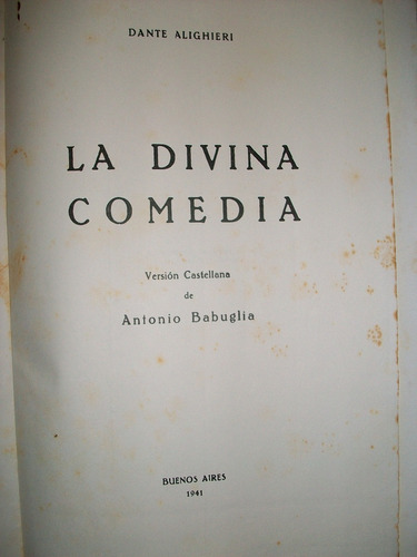 Divina Comedia Dante Alighieri Buenos Aires 1941