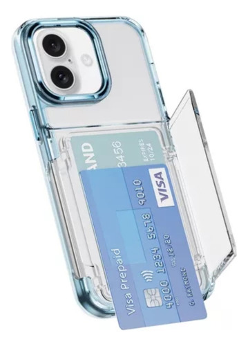B / Funda Transparente For iPhone Con Tarjetero