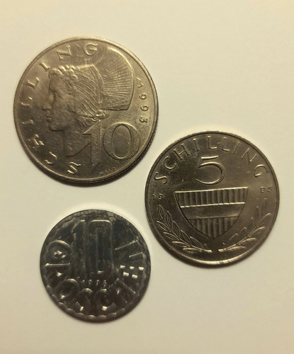 Lote De 11 Monedas Austríacas Antiguas Del 1894 Al 1996 (Usado)