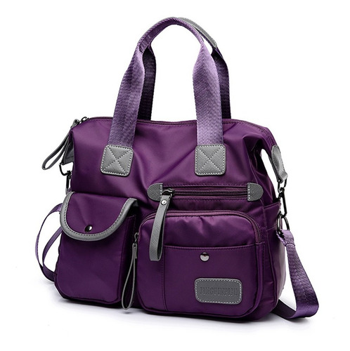 Imagen 2 de 9 de Bolso De Hombro De Nailon Con Múltiples Bolsillos P/mujer