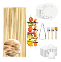 Comprar MURAMAUDI 1000+254 Piezas Kit de Parrillada Palitos De Brocheta 30cm Juego De Artículos De Cocina Para Chef Con Pinzas De Acero Guantes Brocha Y Manteles Decorativos Papel