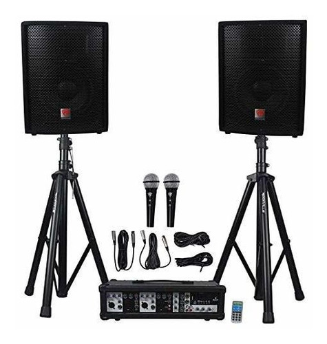 Rockville Package Pa System Mixeramp10 Speakersstandsmicsblu