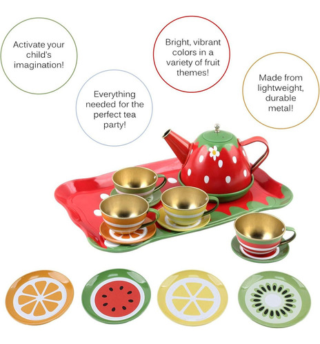 Set Juego 14pcs Tazas Y Tetera, Fiesta De Té, Cocina Niña