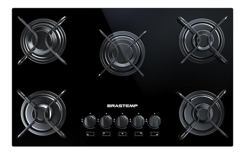 Fogão cooktop a gás Brastemp Ative! BDD75 preto 110V/220V