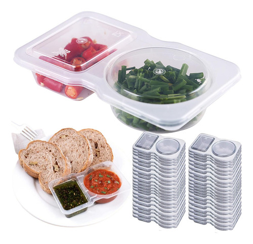 10/15/20/30/40/50 Pack Double Compartment Condiment