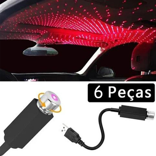 Mini Estrella Proyector Luz Usb Carro Cuarto Sala Luzes 6 Pi