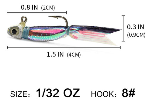 Silverside Minnow Crappie Jig 12pcs Color Negro Yzd