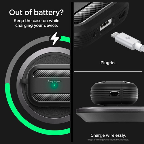 Imagen 5 de 7 de Funda Con Llavero Spigen Rugged Armor AirPods Pro 2 Gen 2022