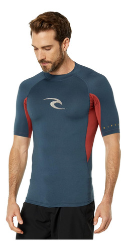 Camiseta Uv Rip Curl Waves Performance Fit Navy Marle Md