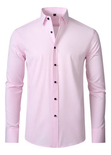 Camisa Delgada De Negocios Simple Antiarrugas Para Hombres