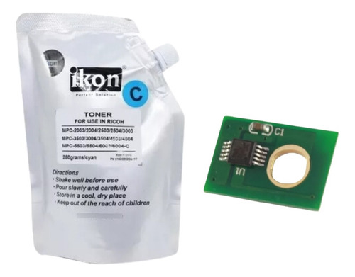  Recarga De Tóner Más Chip Para Ricoh Mpc4503/ 5503 Cyan