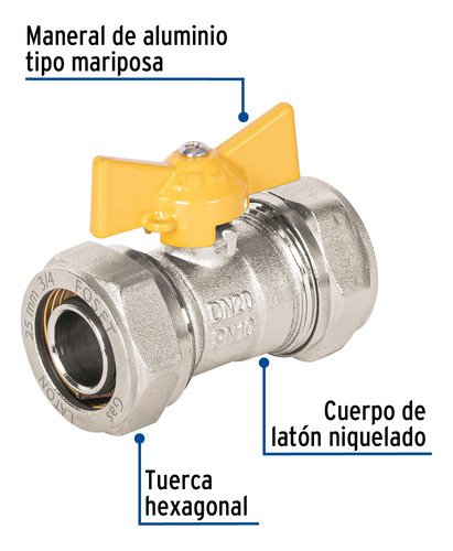 Valvula Conexion Para Manguera De 3/4 Tubo Flexible Gas Gris