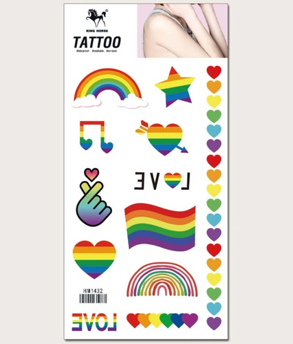 Pegatina Tattoo Lgbt Gay Con Patron De Arcoiris