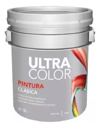 Cubeta De Pintura Vinilica Ultracolor De 18l Color Blanco 