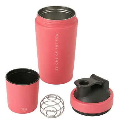 Coqueteleira Inox 600ml Ellym Nutrition Compartimento Para Whey e Suplementos Design Premium e Durável Cor Rosa