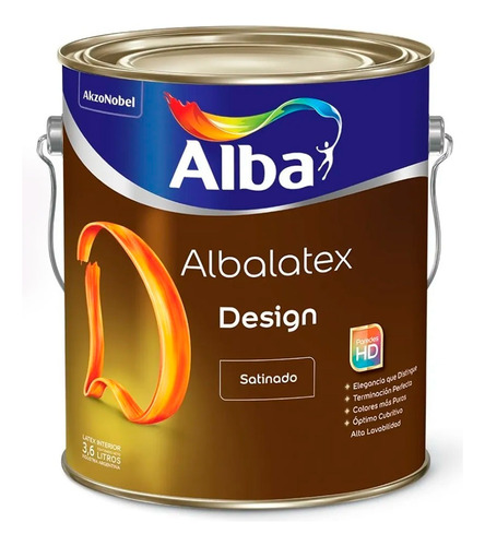 Albalatex Desing Pintura Latex Interior Satinado Blanco 4 Lt