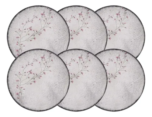 Jogo De Pratos  Rasos 25 Cm Tramontina Floralis 6 Peças