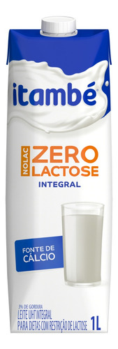 Itambé Nolac Integral Zero Lactose leite caixa com tampa 1L