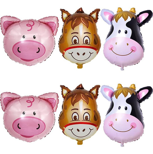 Globos Granja Cerdo Vaca Caballo En Forma Burro Globo Mylar