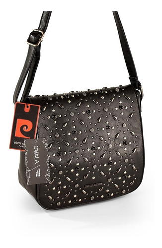 Cartera Bandolera Tachas Eco Cuero Mujer Pierre Cardin Negra